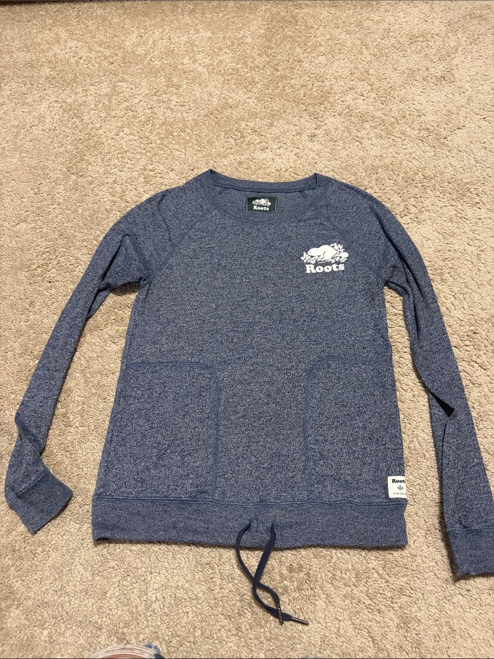 Roots Long Sleeve Shirt Heather Blue Small Pockets